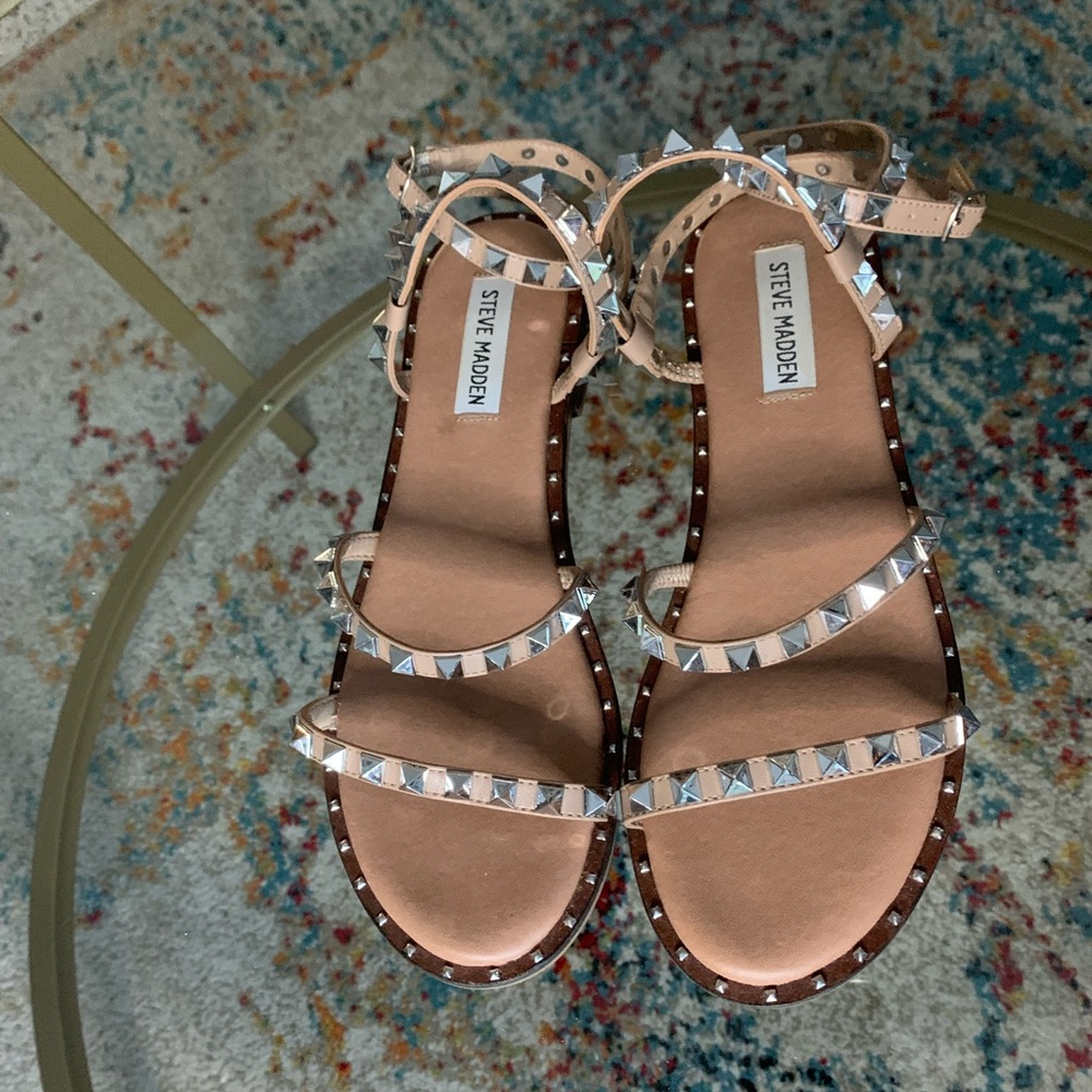 Steve Madden - strappy flat studded sandal in NUDE!